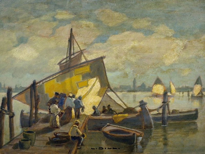 1848-Wilhelm Franz Karl Ludwig Dill - Arrivo del peschereccio